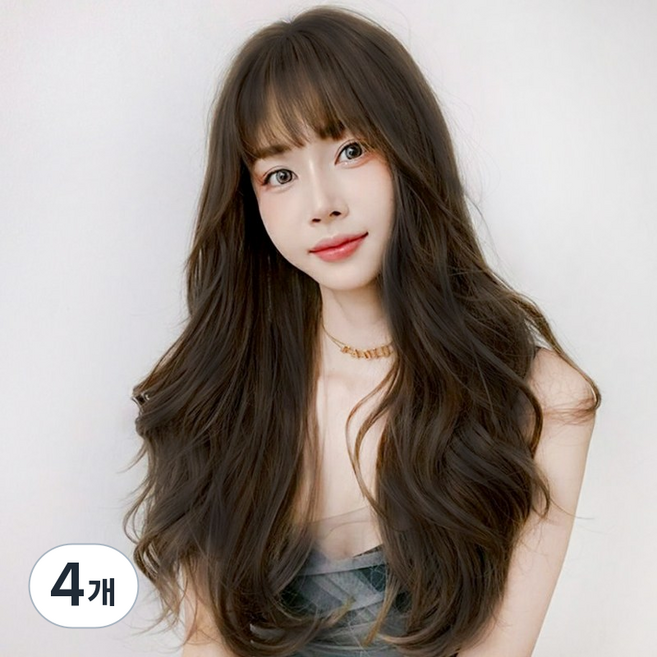 S컬 자연스러운 여신 긴머리 롱 웨이브 통가발 65CM, 4개, 다크브라운