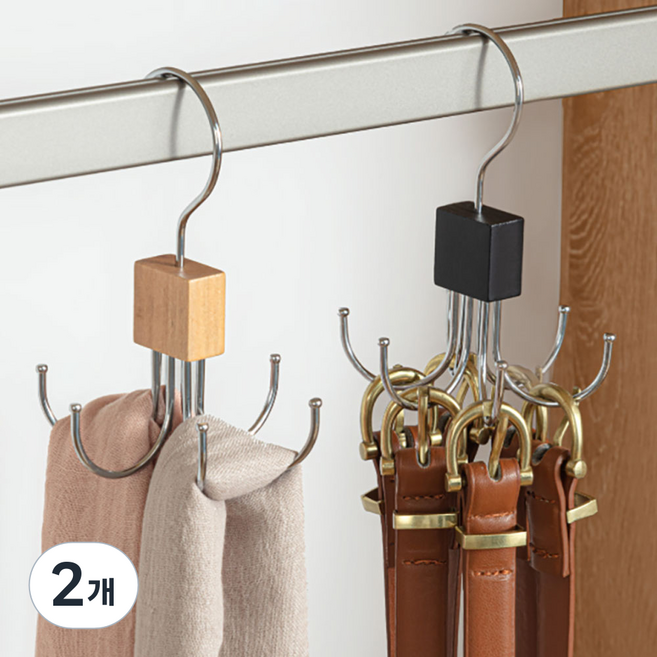 다기능 모자걸이 가방정리 고리 후크, 블랙, 2개