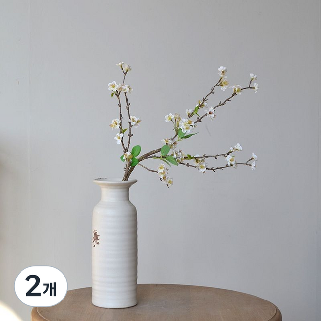 메이크유어홈 미니 매화 조화 인테리어 셀프 전통 나뭇가지, 화이트, 2개