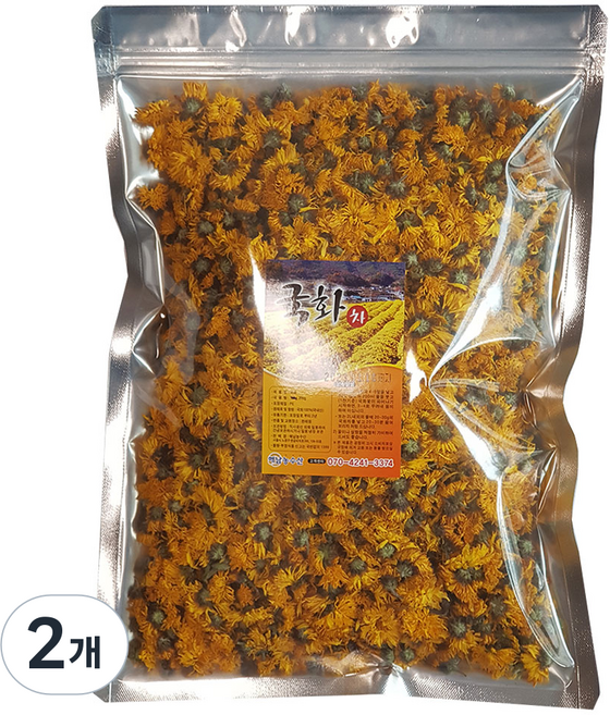 해남농수산 국산 2025년 햇 국화꽃차 국화차 감국 꽃차, 2개, 1개입
