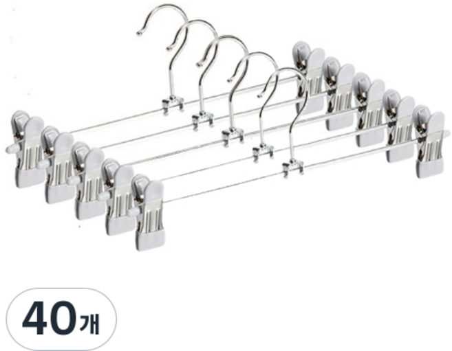 일상가 손베임방지 PVC클립 코팅 공간절약 자국없는 [프리미엄] 스테인리스 논슬립 집게 치마 바지걸이, 40개, 라이트그레이