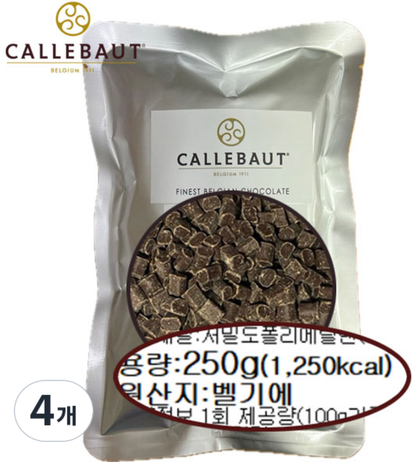 벨기에산 칼리바우트 다크청크 초콜릿, 250g, 4개