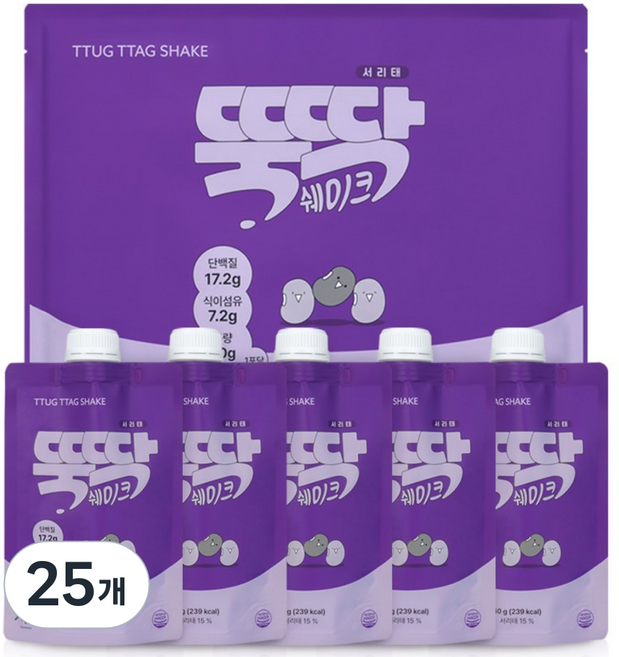 혜인담 식사대용 단백질 쉐이크 뚝딱쉐이크 서리태, 25개, 60g