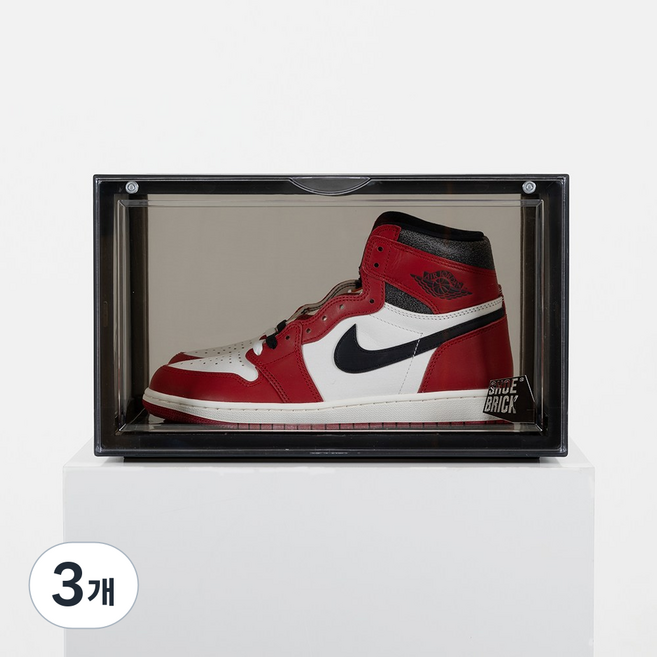 슈브릭 프리미엄 슈케이스 와이드 슈즈케이스 슈박스 신발정리함 보관함, 스모크, 3개