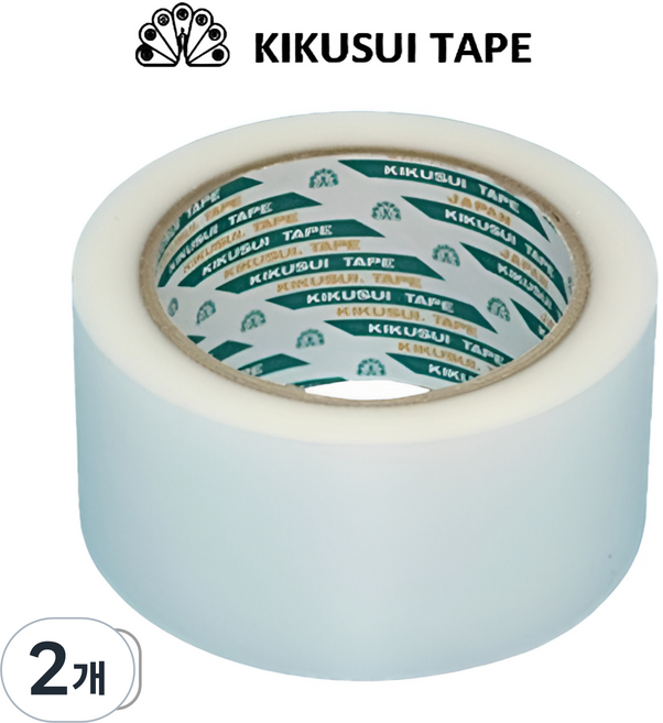 키쿠스이(일본산) 잔사 없는 우벤테이프 보양테이프 양생테이프 50mmX25m 최고급형(반투명), 2개