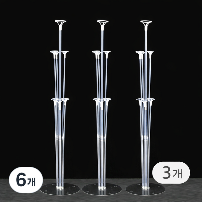 브로키 풍선 받침대 꽂이 스탠드 세트, 6개, 투명