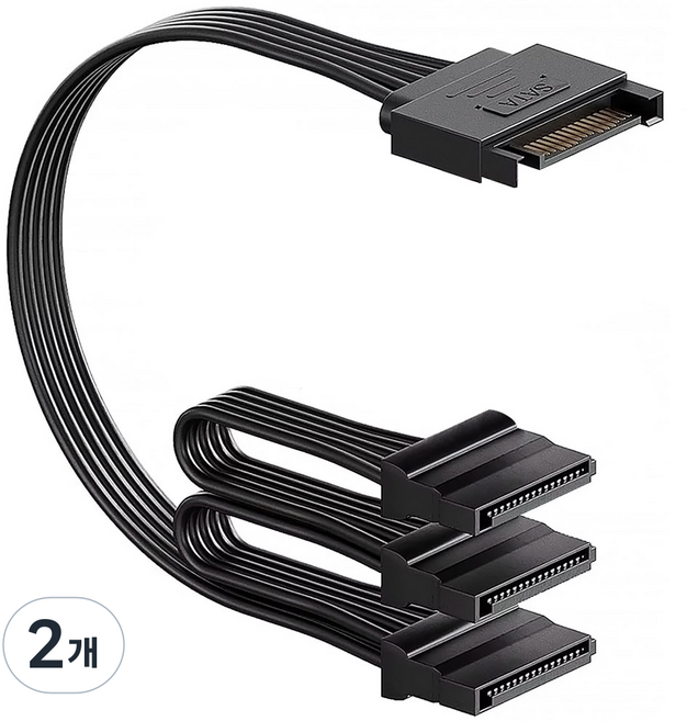 SATA 15핀 하드 드라이브 전원 분배 연장 케이블, 378mm, 2개