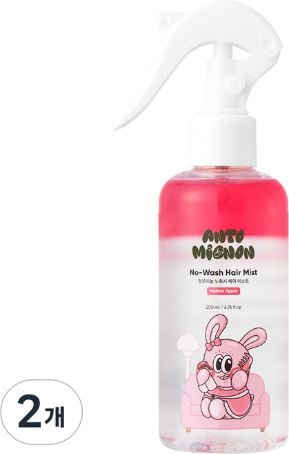 앙또미뇽 키즈 노워시 헤어 미스트 에센스 스프레이 어린이 유아, 2개, 200ml