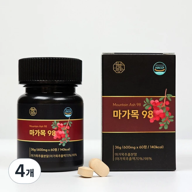 함량의꿈 마가목 흑염소 진액 열매 추출물 프리미엄 100% 정품, 4개, 60정 - 쿠팡