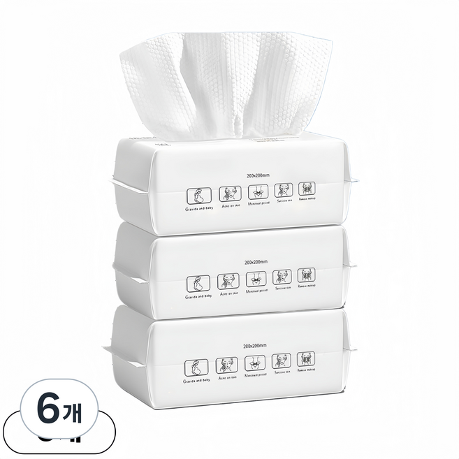 YOPENCE 순면 일회용 페이스타올 수건대용, 6개, 60매입