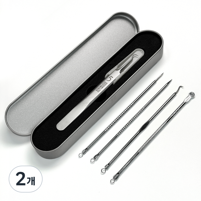 슈어만 전문가 초정밀 핀셋 여드름 관리 큐렛, 2개, 후크