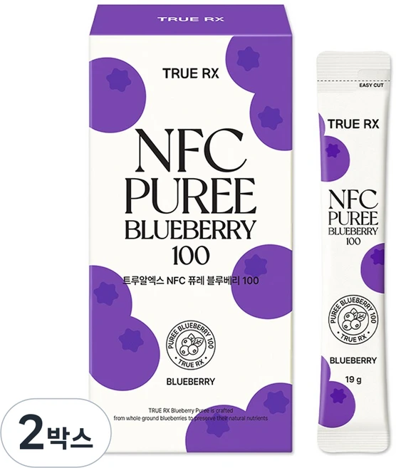 트루알엑스 NFC 고함량 블루베리 퓨레 100% 하이부쉬블루베리 안토시아닌 14포, 2박스, 266g - 쿠팡