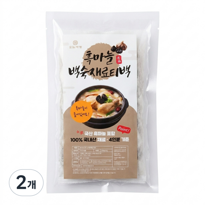수제 흑마늘 국내산 백숙재료 티백, 2개, 100g