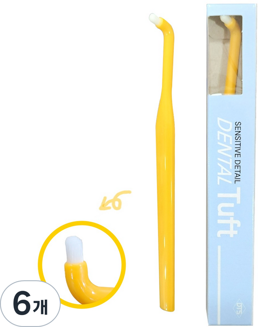 덴탈터프트 첨단칫솔 TR 짧은돔형 국산품, 1개입, 6개
