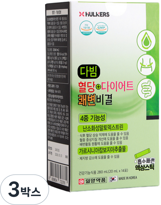 일양약품 다빔 혈당+다이어트 쾌변비결, 3박스, 14회분