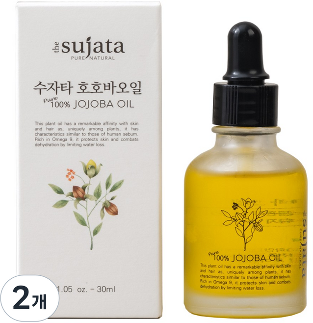 수자타 호호바오일 냉압착 비정제 퓨어, 30ml, 2개