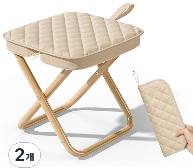 moyamoi 휴대용 접이식 엠보 폴딩 캠핑의자, 2개, 베이지