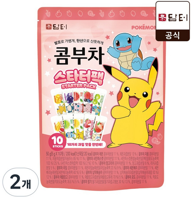 담터 포켓몬 콤부차 스타터팩, 2개, 10개입, 5g