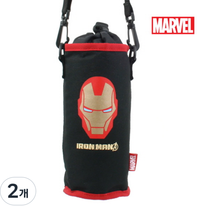 미니미월드 아이언맨 센슈얼 물병 크로스 주머니, 블랙, 2개