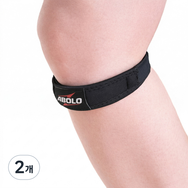 아볼로-S3 슬개건 압박 무릎 스트랩 보호대 1쌍 (좌우 구분 없음) 등산 러닝 관절 헬스 얇은 여름, 블랙, 2개