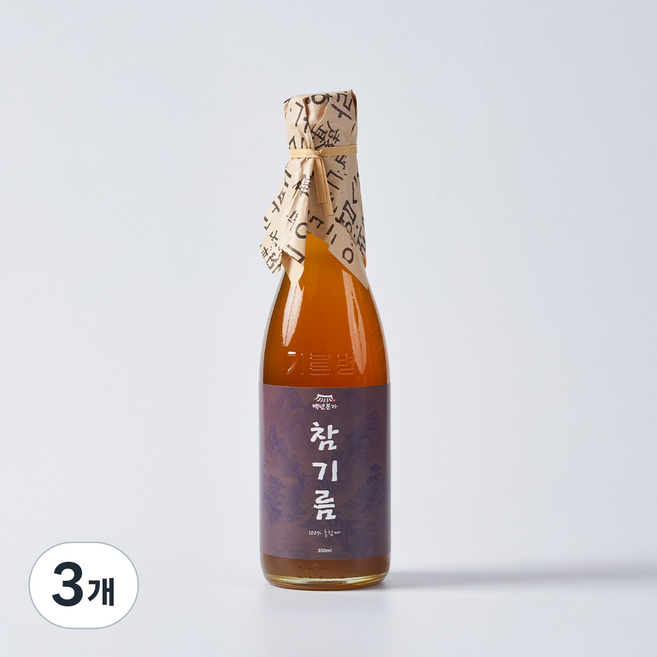 백년본가 통 참깨 저온압착 옛날 방앗간 참기름, 3개, 350ml