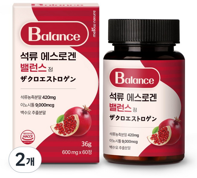 멜로우네이쳐 석류 에스 로겐 밸런스 정 이노시톨까지 함유, 2개, 60정