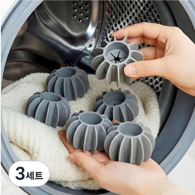 실리콘 세탁볼 대형사이즈 구김 엉킴 방지 두드림 통돌이 드럼세탁기 겸용 6P, 그레이 6P, 3세트