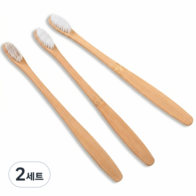 이븐스 자연으로 대나무 칫솔 제로웨이스트 공용, 대나무 흰둥이, 2세트, 10개입