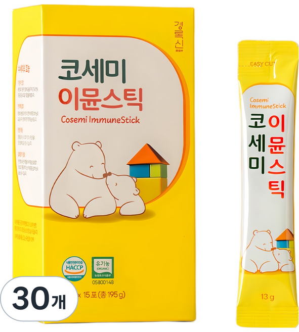 유기농 수세미즙 유아 어린이 청소년 기관지 코세미이뮨스틱, 30개, 13g
