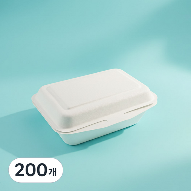 테이크아웃패키지 펄프용기 B001 직사각 일체형 크로플 샌드위치포장, 200개, 1세트