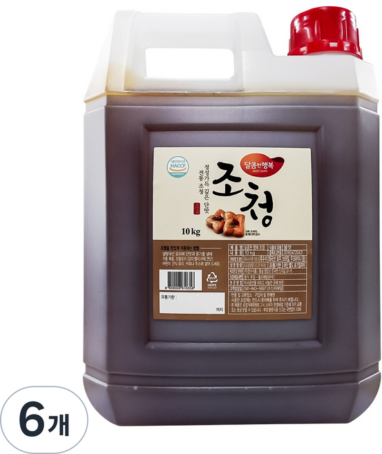 HACCP 비건인증 달콤한행복 조청 대용량 업소용 식당용 가정용, 10kg, 6개