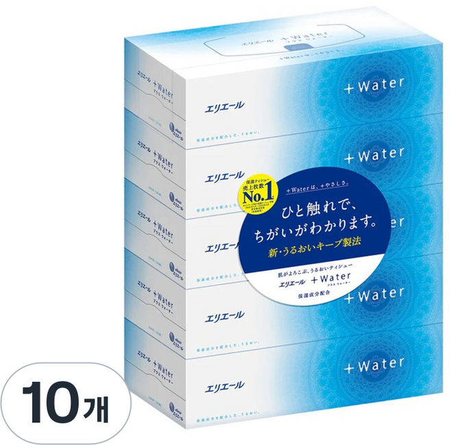 에리에르 플러스워터 보습 각티슈, 10개, 180매
