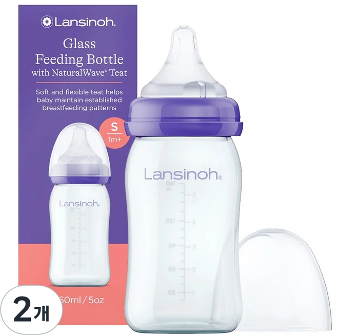 란시노 신생아 배앓이 유리젖병, 단품, 160ml, 2개 - 쿠팡
