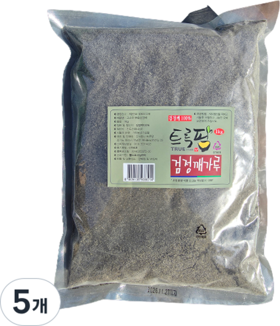 트루팜 업소용 대용량 가성비 검정깨가루 흑임자분말, 5개, 1kg