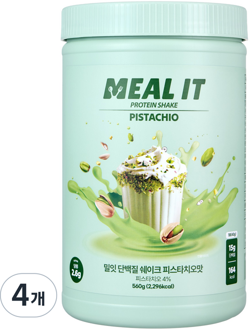 밀잇 식단관리 대용량 쉐이크 피스타치오맛, 560g, 4개