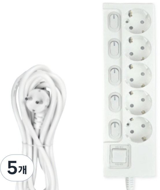 리빙라이팅 고용량 멀티탭 5구 16A 개별스위치 과부하차단 국내생산 KC인증, 5개, 5구 개별스위치, 2.5m