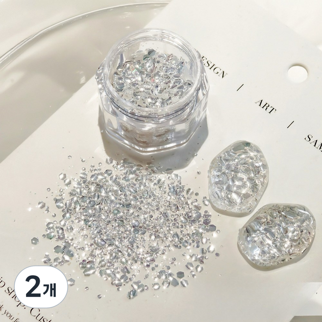 키라데이 오로라 크리스탈 글리터 파츠, 2개, 화이트크리스탈