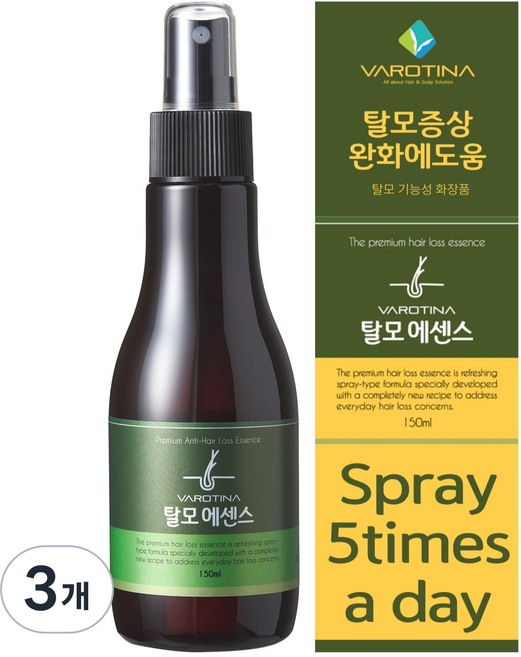 정제수0.1% 바로티나 탈모에센스 87.9% 고농축 AI 두피앰플 탈모증상완화 토너 토닉 영양제, 3개, 150ml