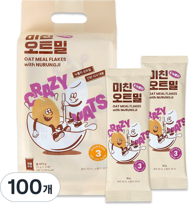 그리심 미친오트밀 누룽지, 35g, 100개