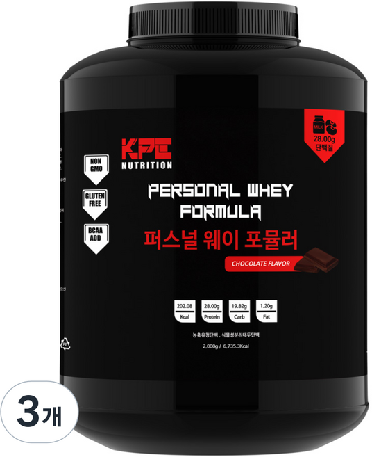 퍼스널웨이포뮬러 2kg 저렴한 가성비 단백질 프로틴 식물성단백질 보충제, 3개