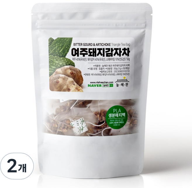 늘해찬 볶은 여주돼지감자차 티백 삼각티백 대용량 생분해티백, 1g, 50개입, 2개