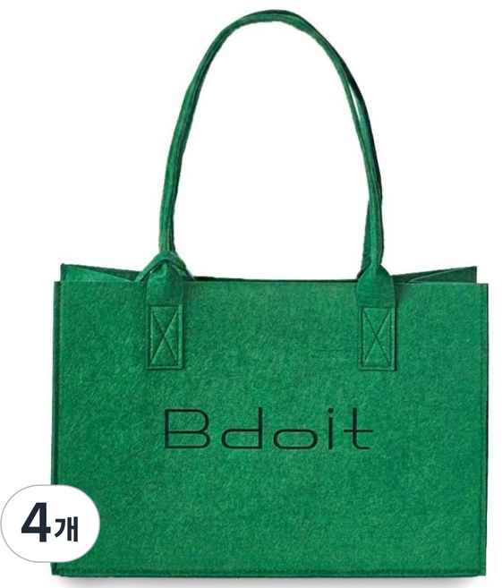 Bdoit 데일리백 답례품 선물 포장 가방 가벼운 부직포 펠트백, 4개, 그린