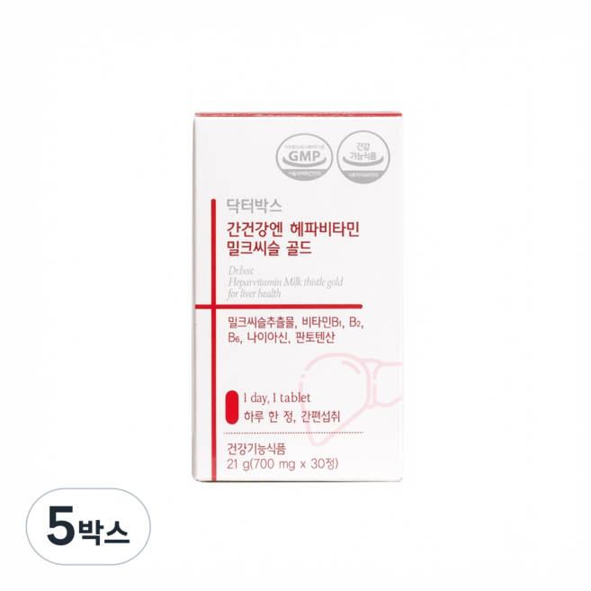 닥터박스 간건강엔 헤파비타민 밀크씨슬 골드 (내과 전문의 성분 배합), 5박스, 30정