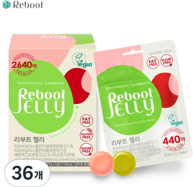 리부트 무설탕 무지방 유산균 젤리, 27g, 36개