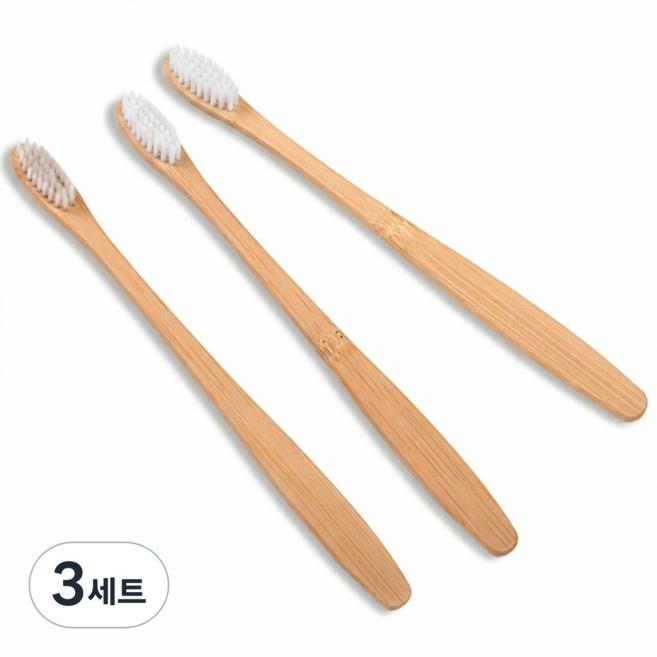 이븐스 자연으로 대나무 칫솔 제로웨이스트 공용, 대나무 흰둥이, 3세트, 10개입