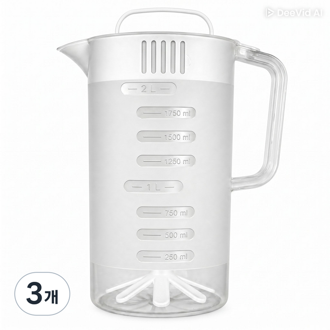 카페마스터 업소용 믹싱피처 2리터 반투명 업소용 카페용 계량컵 대용량 소스 혼합통, 3개, 믹싱피처2L