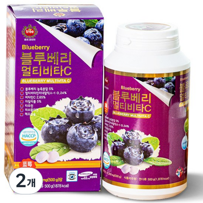 트리코리아 블루베리비타 330정 비타민C, 500g, 2개