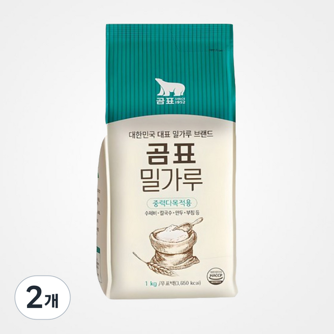 곰표 밀가루 중력다목적용, 1kg, 2개