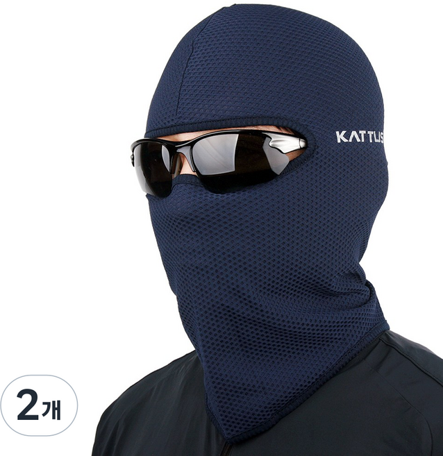 카투스 매쉬형 쿨 바라클라바 자전거 복면 두건 여름두건 쿨기능성 원단 Line-z, 네이비, 2개