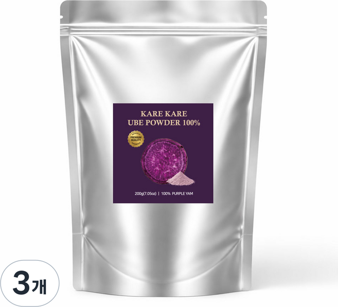 까레까레 100% 프리미엄 우베 파우더, 3개, 1개입, 200g